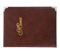 DINHEAROM Restaurant Menu Binder with 7 Inner Pages, Modern and Versatile Menu Holder, Suitable for Food Service, Coffee Color and Material
