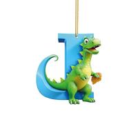 Dinosaure de Noël en acrylique - 26 lettres de l'alphabet - Ornements de dinosaures de Noël en acrylique de A à Z - Lettres de l'alphabet décoratives à suspendre en acrylique pour sapin de Noël Craft2