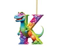 Dinosaure de Noël en acrylique - 26 lettres décoratives de A à Z - Lettres décoratives à suspendre en acrylique - Lettres de l'alphabet pour sapin de Noël Craft2 OjE202 (K, taille unique)