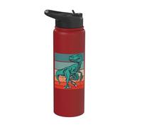 Dinosaure en colère Fierce Raptor Vintage Dino Prehistoric Stainless Steel Insulated Water Bottle