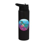 Dinosaure joue de la guitare rouge Dinosaure avec guitare Stainless Steel Insulated Water Bottle