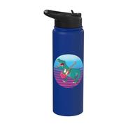 Dinosaure joue de la guitare rouge Dinosaure avec guitare Stainless Steel Insulated Water Bottle