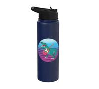 Dinosaure joue de la guitare rouge Dinosaure avec guitare Stainless Steel Insulated Water Bottle