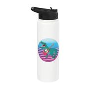 Dinosaure joue de la guitare rouge Dinosaure avec guitare Stainless Steel Insulated Water Bottle
