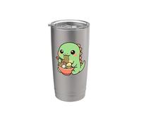Dinosaure mignon mangeant ramen kawaii gastronomique art Gobelet isotherme en acier inoxydable double paroi