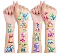 Dinosaure Tatouage Paillette Enfant,12 Feuilles Tatouages Ephemere Dinosaure Garçon,Cadeaux Dino pour Enfant,Tatouages Decoration Anniversaire Dino,Etanche Tatouage Paillettes Enfants