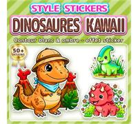 DINOSAURES KAWAII: LIVRE DE COLORIAGE : SIMPLE ET FACILE - Plus de 50 dessins style stickers pour enfants, adultes et seniors. Idéal pour la ... Idée cadeau parfaite pour filles et garçons
