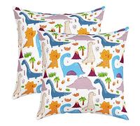 Dinosaures Taie Oreiller 3D Digital Imprimer Taies d'oreiller 60x60cm Doux Jungle Dino Décoratif Lot De 2 Housses de Coussin Wild Animaux Bleu Housse Coussins