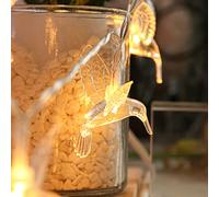 DINOWIN Guirlande de colibri lumières 9.8ft 20 LED Guirlande Lumineuse fée Colibri à piles avec 2 modes d'éclairage Oiseau fée lumière Pour fête, mariage, festival (Blanc chaud)