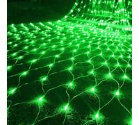 DINOWIN Guirlande Lumineuse Filet LED 2x3M 192LED Filet Lumineux Alimenté par Pile 8 Modes Imperméable rideau lumineux pour Noël Halloween Buissons Jardins Fete (Vert)