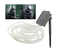 DINOWIN Ruban LED Outdoor, Énergie Solaire 16.4ft / 5M SMD2835 100 LED Etanche Bande LED Flexible Lumineux Strip Light pour Decoration Chambre, théâtre, fête, Noël (Blanc)