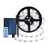 DINOWIN Ruban LED Solaires Exterieur 10M 240LED Étanche Bandes LED Solaires Découpable 8 Modes Strip Light avec Télécommande pour Jardin Terrasse Noël Mariage Fête (Blanc)