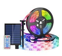 DINOWIN Ruban LED Solaires Exterieur 10M 240LED Étanche Bandes LED Solaires Découpable 8 Modes Strip Light avec Télécommande pour Jardin Terrasse Noël Mariage Fête (Multicolore)