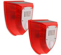 DINOWIN Solaire Son Alarme Lumière Imperméable 129dB Système d'alarme factice avec lumière Clignotante, des Sons de Coups de feu et des Effets sonores d'aboiements de Chien (Lot de 2)