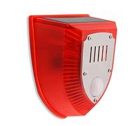 DINOWIN Solaire Son Alarme Lumière Imperméable 129dB Système d'alarme factice avec lumière Clignotante, des Sons de Coups de feu et des Effets sonores d'aboiements de Chien (Rouge)
