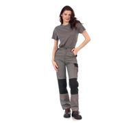 DINOZAVR Fortum Pantalon De Travail Femme Coupe Slim - Pantalon Cargo avec Ceinture Élastique, 2 Poches Avant Et Arrière, Poche À Outils, Renforts Aux Genoux Et Cordura, Poche Cargo - Gris 44