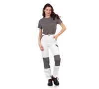 DINOZAVR Fortum Pantalon De Travail Femme Coupe Slim - Pantalon Cargo avec Ceinture Élastique, 2 Poches Avant Et Arrière, Poche À Outils, Renforts Aux Genoux Et Cordura, Poche Cargo - Blanc 50