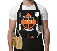 DINSAGE Cadeau Fete Des Peres，Idee Cadeau Pour Papa, Tablier Papa Cuisine Barbecue BBQ Homme, Cadeaux Fete Des Pere Personnalisé