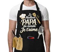 DINSAGE Cadeau Fete Des Peres，Idee Cadeau Pour Papa, Tablier Papa Cuisine Barbecue BBQ Homme, Cadeaux Fete Des Pere Personnalisé