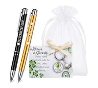 DINSAGE Coffret Cadeau Porte-Bonheur Du Schaffst Das Glücksbringer Stylo bille avec Porte-clés Trèfle Gravé - Cadeaux Chanceux pour les Examens