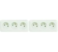 Dio - Bloc multiprise à cabler 3 prises 2P+T 16A - Blanc (Lot de 2)