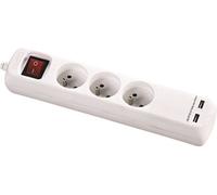 VOLTMAN Bloc multiprise 3 prises et 2 ports USB