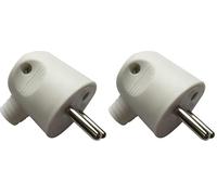 Dio DIO043062 Fiche mâle 2 pôles avec terre sortie latérale Blanc (Lot de 2)