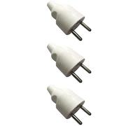 Dio - Fiche mâle 2 pôles avec terre sortie droite Blanc (Lot de 3)