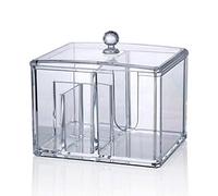 Dioche Boîte de Rangement pour Tampons de Coton, Porte-coton-tige à 4 Grilles, Organisateur de Cosmétiques en Acrylique, Conteneur de Bouffantes de Poudre, Boîte de Rangement de