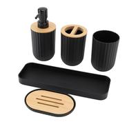 Dioche Ensemble D'accessoires de Salle de Bain, Porte-Brosse à Dents, Gobelet de Bain de Bouche, Organisateur de Comptoir élégant en Bois PP, Ensemble Complet D'évier de Comptoir de