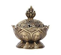 Dioche Ensemble de Brûleurs D'encens 3 Pièces, Ensemble de Brûleurs D'encens Lotus Vintage à Refoulement de Fumée Brûleur D'encens Porte-cône Décoration de la Maison Chaude (Bronze Rouge) (Bronze)