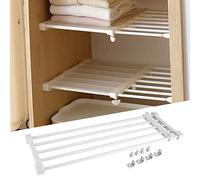 Dioche Étagère Extensible de Placard sans Perçage, Étagère de Séparateur Armoire Réglable Organisateur de Rangement Étagère Telescopique Garde-Robe pour Cuisine, Salle de Bain, Chambre
