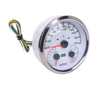 Dioche Jauge de Bateau RPM 110mm Odomètre Multifonctionnel 0-200 KM/H Odomètre 0-8000 Tr/min Tachymètre E-/4-/2-3/4-F Jauge de Carburant pour RVs Yachts Camions (Cadran blanc lunette argentée CXA098)