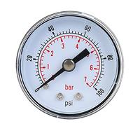 Dioche Manomètre Pression Air, Manomètre Mécanique pour Air, et Eau, Connexion Arrière BSPT 1/8 Poues(0-100psi, 0-7bar)