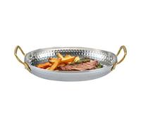 Dioeazh Plats en Acier Inoxydable | Assiettes Ovales Avec Poignées - Plateau en Acier Inoxydable Résistant à la Chaleur pour Cuisson Viande Dîner Fruits de Mer Service Apéritif Présentation Restaurant