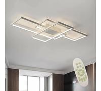 Diossad Plafonnier LED Moderne Pour Salon - Intensité Variable Avec Télécommande - Design Rectangulaire Créatif Éclairage Décoratif Pour Chambre À Coucher Salon Salle Lustre,Blanc,80x45x9cm