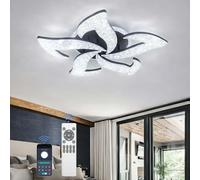Diossad Risparmio Energetico Plafoniera Led Soffitto Con Telecomando E App Mobile 65w Dimmabile Lampadario Soffitto Design A Petalo Moderna Luce Led Per Camera Soggiorno Cucina (Noir, 60 * 60 * 11cm)