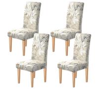 Dioxide Housse de Chaise Extensible Amovible Lot de 4 ou 6 Couverture de Chaise Lavable Housse de Salle à Manger à Imprimé Tendance Universel pour Bouquet, Restaurant (Jeu d'Ombres et de Fleurs, 4PC)
