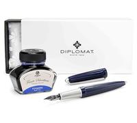 Diplomat Aero Midnight Blue Stylo plume avec plume en acier inoxydable M et encre bleu roi