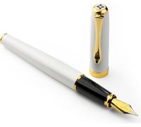 Diplomat Excellence A2, plume en acier inoxydable M, stylo plume blanc nacré, plaqué or