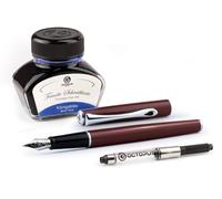 Diplomat Traveller Ensemble stylo plume en métal avec encre et convertisseur Rouge foncé