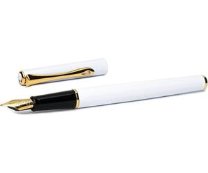 Diplomat Traveller Snowwhite, plume en acier inoxydable plaquée or, stylo plume