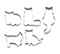 DIPZO Ensemble de 5 emporte-pièces chat, moules en acier inoxydable en forme de chat pour biscuits, fondants, pâtisserie, décoration et bricolage