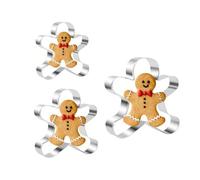 DIPZO Ensemble de Découpes en Biscuit Gingembre, 3 Pièces en Acier Inoxydable pour Noël, Découpes pour Biscuits de Fêtes