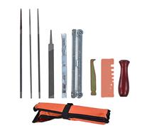 DIRBAK Kit Professionnel de Limes d'affûtage de tronçonneuse, Ensemble en Acier allié de 10 pièces avec Sac de Rangement pour Le Travail du Bois et l'entretien de la Maison