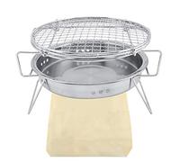 DIRBAK Mini Barbecue Rond Portable Pliable en Acier Inoxydable pour Camping et terrasse en Plein air, 1 pièce