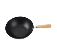 DIRBAK Poêle à frire en fonte avec manche en bois et fond plat, poêle en métal de 28 cm de diamètre pour utilisation sur cuisinière, poêle de cuisine (24 cm)