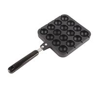 DIRBAK Poêle à gril Takoyaki en aluminium antiadhésif à 16 trous avec poignée en acier inoxydable pour la cuisine maison, 35x15.5cm noir