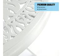 DIRBAK Table à Manger Ronde en Aluminium moulé avec Trou pour Parasol pour terrasse de Patio (Blanche)