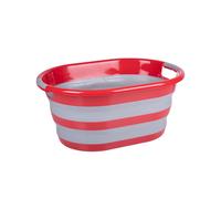 Dirt Devil Panier à linge pliable - 27 l - 60 x 45 x 30 cm - Plié 10 cm de haut - Rouge/gris